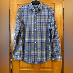 Polo Ralph Lauren Shirt Men Large Blue Plaid Classic Fit Long Sleeve Button Down